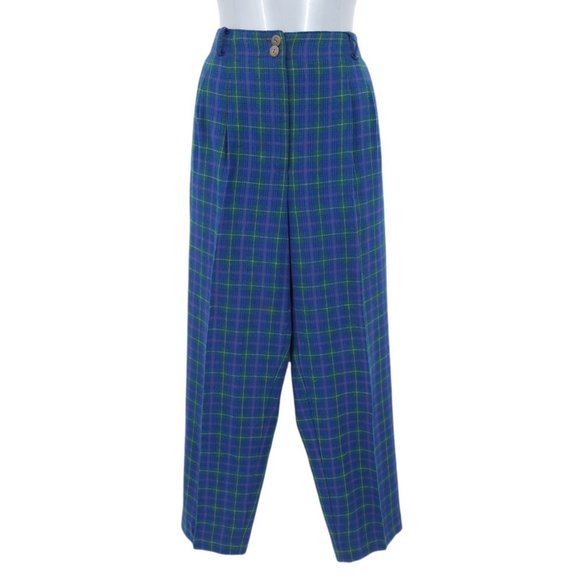 VTG 90s Koret City Blues Quilted Denim Metal Snap Vest Plaid Pants Set Size 8 - Picture 8 of 12